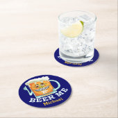 Lustiges Bier ich grinsender Cartoon-individueller Runder Pappuntersetzer (Vor Ort)