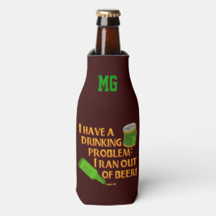 Lustiges Bier-trinkender Problem-Witz mit Flaschenkühler