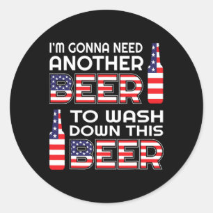 Lustiges Biertrinken USA-Flagge 4. Juli Runder Aufkleber