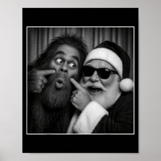 Lustiges Bigfoot-Fotobooth mit Santa Christmas Xma Poster
