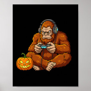 Lustiges Bigfoot-Halloween-Kostüm Gamer Video Gami Poster