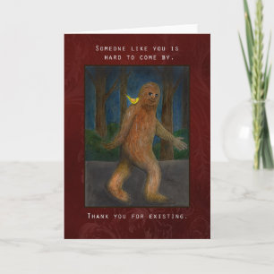 Lustiges Bigfoot Sasquatch Liebesjubiläum Karte