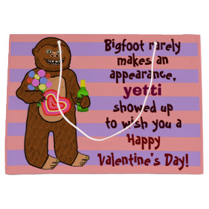 Lustiges Bigfoot-Valentinstag-Wortspiel Sasquatch Große Geschenktüte