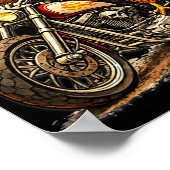 Lustiges Biker-Hahn-Design Cool Chicken Motorrad Poster (Ecke)