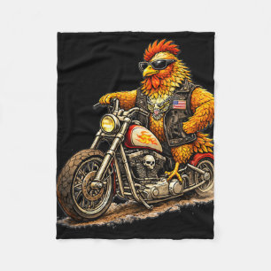 Lustiges Biker-Hahn-Design Cool Huhn Motorrad Fleecedecke