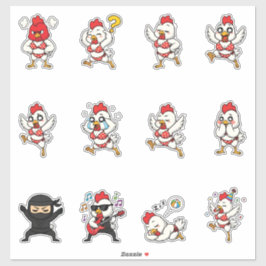 Lustiges Bikini-Huhn-Sticker-Pack Cartoon-Huhn Aufkleber