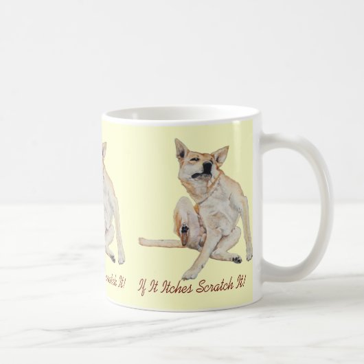 lustiges Bild juckender Hunde mit Slogan Kaffeetasse (Rechts)
