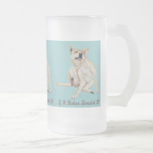 lustiges Bild juckender Hunde mit Slogan Mattglas Bierglas
