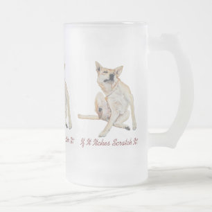 lustiges Bild juckender Hunde mit Slogan Mattglas Bierglas