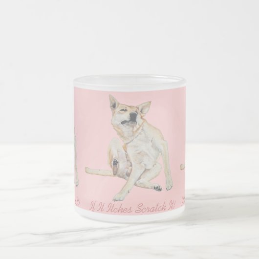 lustiges Bild juckender Hunde mit Slogan Mattglastasse (Mittel)