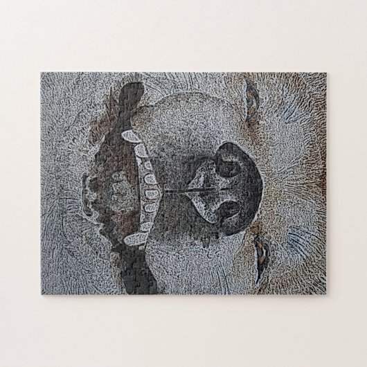 lustiges Bild vom Lächeln des Hundes-Puzzles Puzzle (Horizontal)