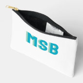 Lustiges Blau Grün Schatten Block Monogramm, Benut Zubehörtasche (Offen)