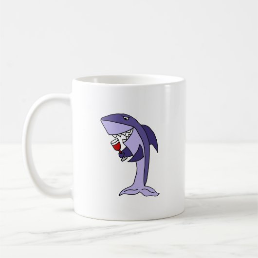 Lustiges blauer Haifisch-Trinkglas Rotwein Kaffeetasse (Links)