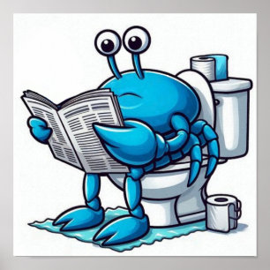 Lustiges blaues Krebs-Cartoon-Poster Poster