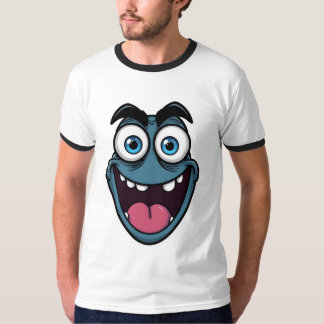 Lustiges blaues Monster-Gesicht-Cartoon T-Shirt