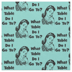 Lustiges blaues Retro-Bunco Was ist mein Tisch? Stoff