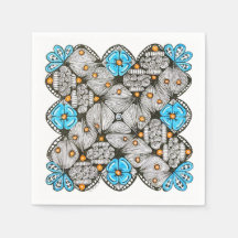 Lustiges blaues und oranges geometrisches Doodle
