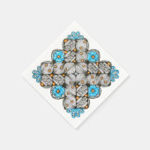 Lustiges blaues und oranges geometrisches Doodle Serviette (Ecke)