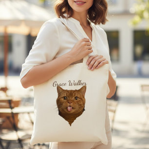 Lustiges Blep Katzenfoto personalisierter Namensle Tragetasche