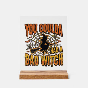 Lustiges Böse Hexe Halloween Vintage Gravur Design Acrylschild