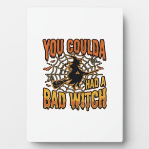 Lustiges Böse Hexe Halloween Vintage Gravur Design Fotoplatte