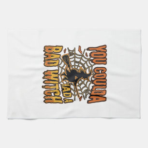 Lustiges Böse Hexe Halloween Vintage Gravur Design Geschirrtuch