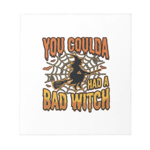 Lustiges Böse Hexe Halloween Vintage Gravur Design Notizblock