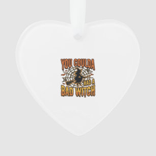 Lustiges Böse Hexe Halloween Vintage Gravur Design Ornament