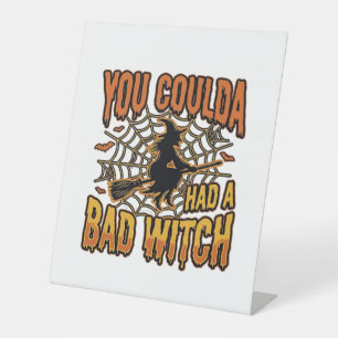 Lustiges Böse Hexe Halloween Vintage Gravur Design Sockelschild