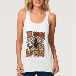 Lustiges Böse Hexe Halloween Vintage Gravur Design Tank Top