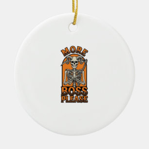 Lustiges Boss-Skelett Vintage-Halloween-Shirt_1 Keramik Ornament