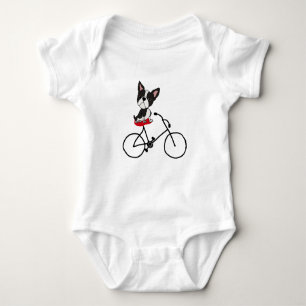 Lustiges Boston-Terrier Reitfahrrad Baby Strampler