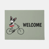 Lustiges Boston-Terrier Reitfahrrad Fußmatte (Vorderseite)
