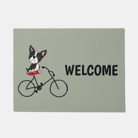 Lustiges Boston-Terrier Reitfahrrad Fußmatte (Vorderseite)