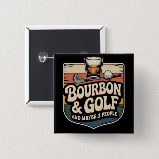 Lustiges Bourbon-Golf-Golfer-Vater-Geschenk Vintag Button (Vorne & Hinten)