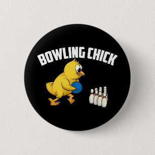 Lustiges Bowling-Geschenk Frauen Süße Bowling-Henn Button