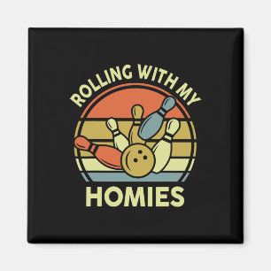 Lustiges Bowling-Shirt Rollen Mit Meinen Kumpels V Magnet