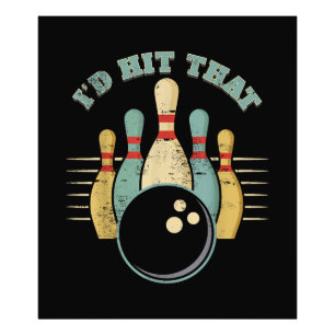 Lustiges Bowling Vintage T-Shirt Ich Würde Das Tre Fotodruck