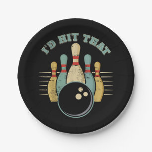 Lustiges Bowling Vintage T-Shirt Ich Würde Das Tre Pappteller