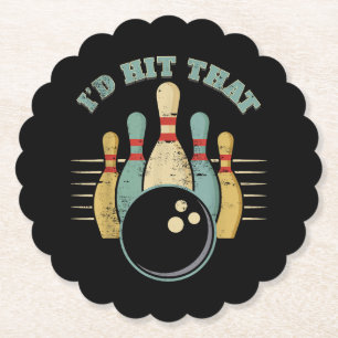 Lustiges Bowling Vintage T-Shirt Ich Würde Das Tre Untersetzer