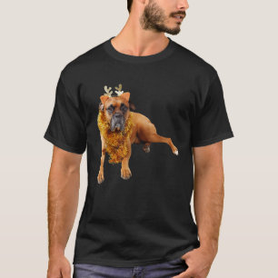 Lustiges Boxer-Foto Rentier-Kostüm Geweih Weihnach T-Shirt
