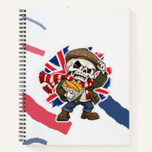 Lustiges britisches Skelett Fish and Chips Notizbu