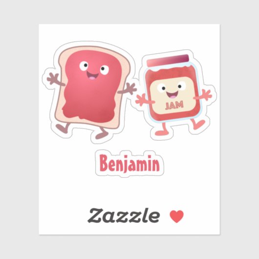 Lustiges Brot und Marmeladenfiguren Aufkleber (Blatt)