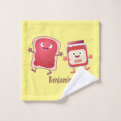 Lustiges Brot und Marmeladenfiguren Badhandtuch Set (Waschlappen)