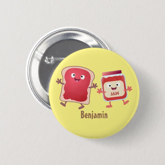 Lustiges Brot und Marmeladenfiguren Button (Vorne & Hinten)