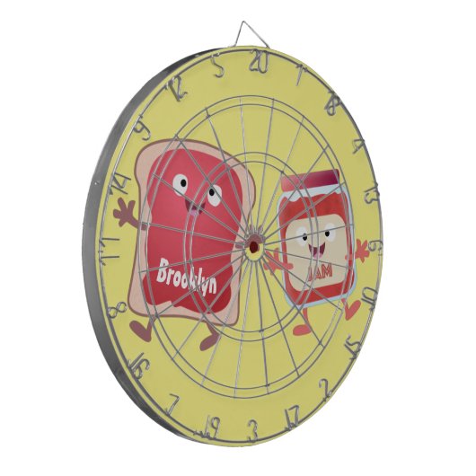 Lustiges Brot und Marmeladenfiguren Dartscheibe (Vorderseite Links)
