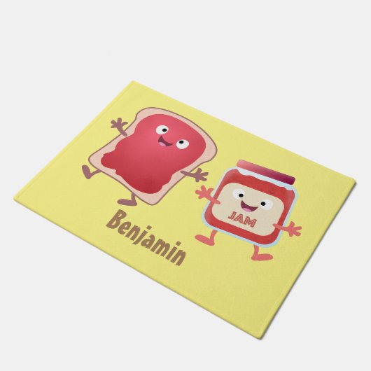 Lustiges Brot und Marmeladenfiguren Fußmatte (Schrägansicht)