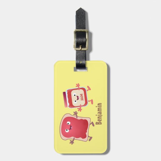 Lustiges Brot und Marmeladenfiguren Gepäckanhänger (Vorderseite vertikal)