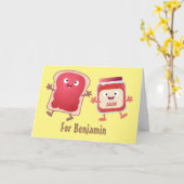 Lustiges Brot und Marmeladenfiguren Karte (Gelbe Blume)