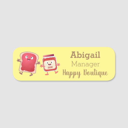 Lustiges Brot und Marmeladenfiguren Namensschild (Vorderseite)